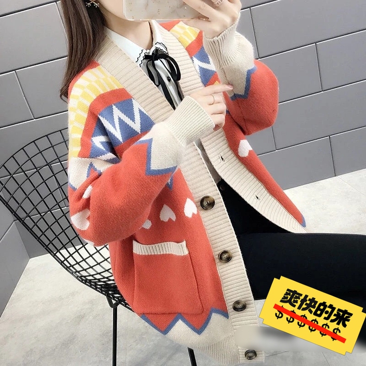 啄木鸟外套女士毛衣开衫春秋2021年新款女...