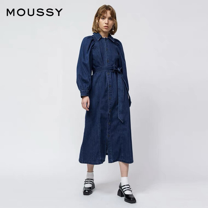 MOUSSY 2021早春复古宫廷风收腰单...