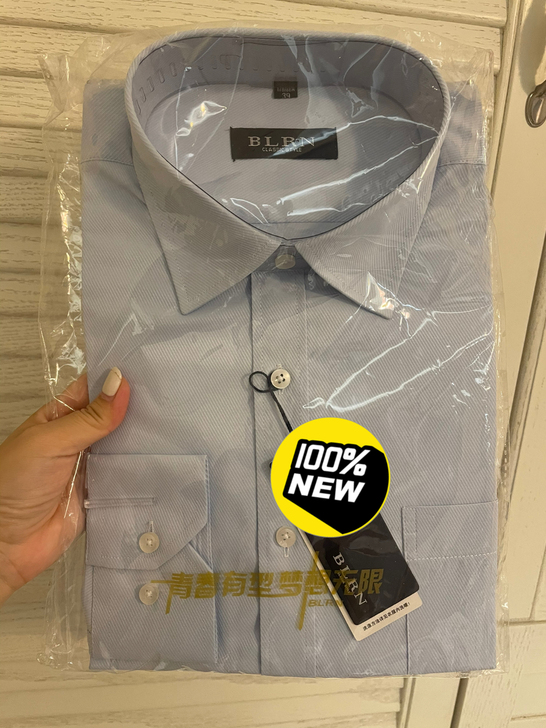 男士长袖衬衫工装，蓝色斜纹39码，170/...