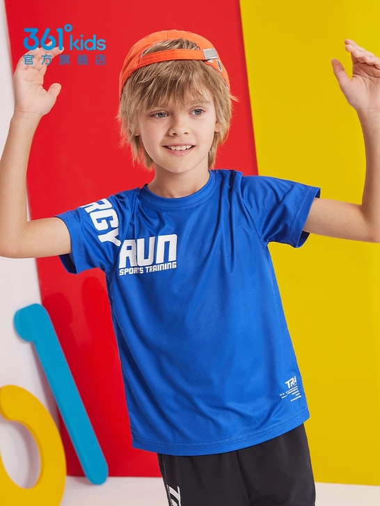361度儿童装男童短袖T恤上衣夏季速干透气...