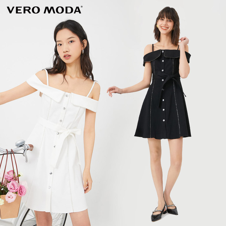Vero Moda春夏复古ins街拍风露肩...