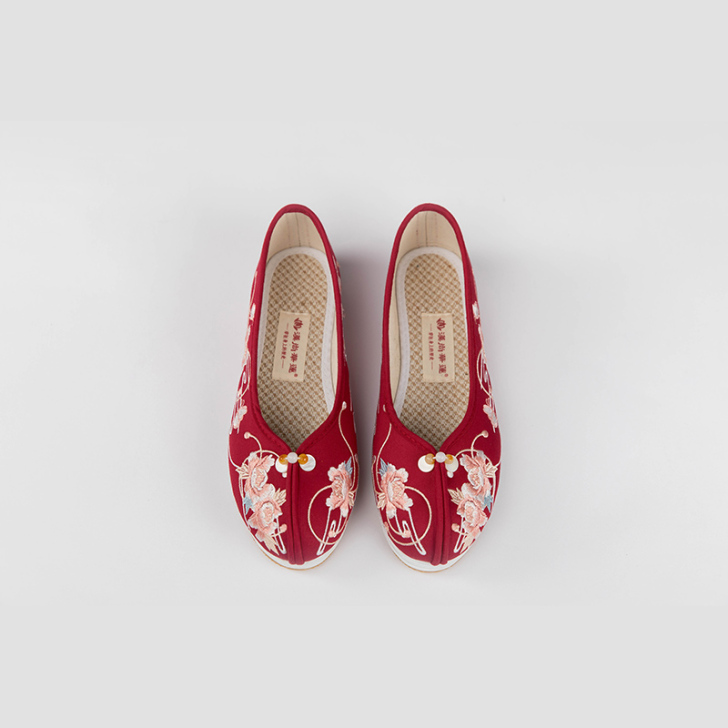 汉尚华莲鸾镜汉服配饰布鞋秋季新款民族风绣花...