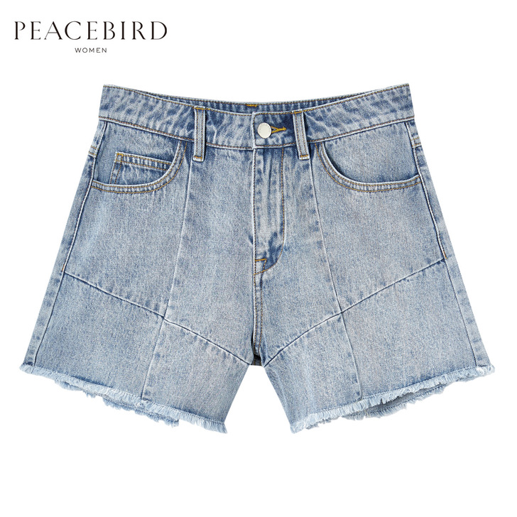 【欢聚价】牛仔短裤女高腰毛边2018秋装新...