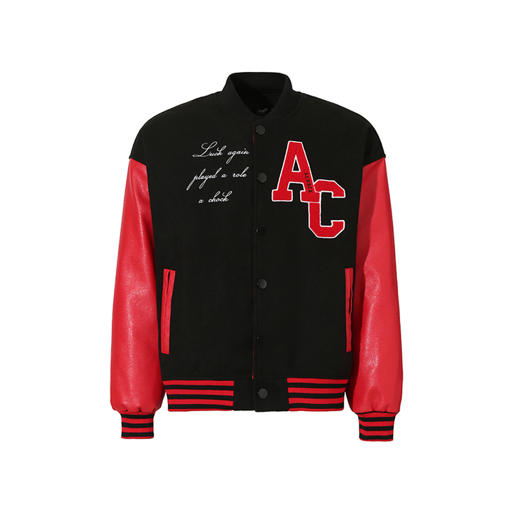 Achock国潮原创春季限定植绒刺绣美式休...