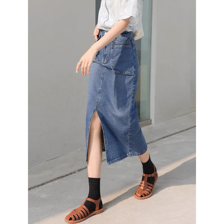 王妃家博主风牛仔半身裙女2021夏新款复古...