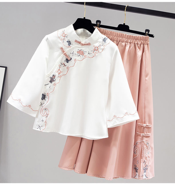 全新 改良版汉服女中国风古风茶服古装套装两...