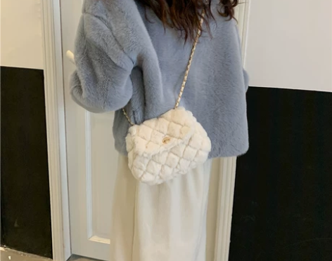 包包女2020冬季新款迷你毛毛云朵包韩版百...