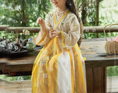 女童汉服春季新品儿童交领魏晋襦裙宝宝古装中...