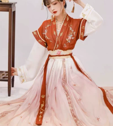 玉术【一览芳华】原创汉服女唐褙子圆领衫褶裙...