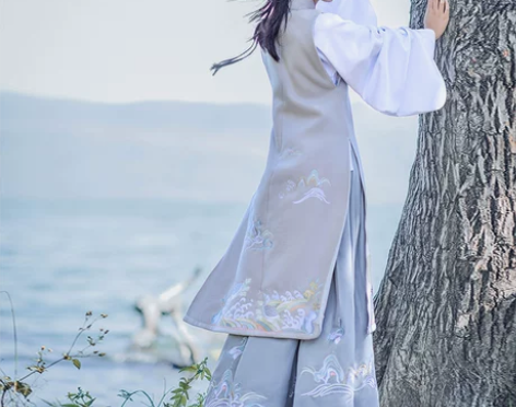 如梦霓裳汉服女装长比甲山海经昆仑玉绣花无袖...