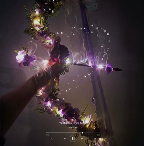 【现货】 汉服Lolita拍照绢花紫色发光...