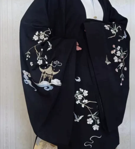 沉香亭 南雅集原创明制刺绣披风，黑色，s码...