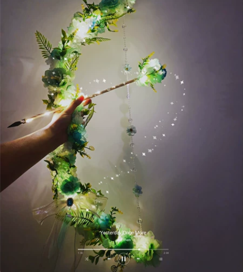 【现货】 汉服Lolita拍照绢花绿色发光...