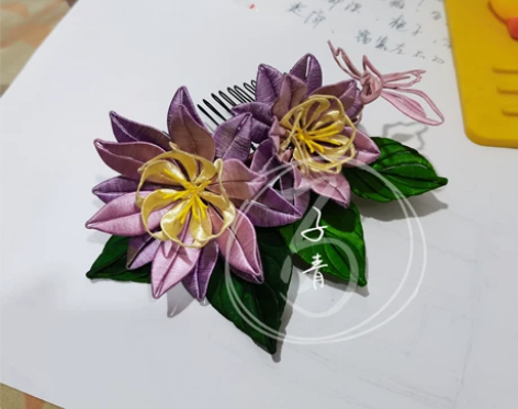 缠花发梳  原创非遗缠花 手工有瑕疵，非全...