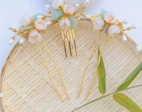 (全新包邮)古风头饰套装发钗发梳学生汉服古...