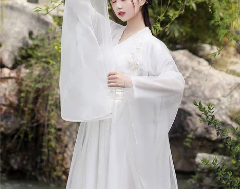 白色汉服女中国风原创正品广袖流仙裙齐腰古风...