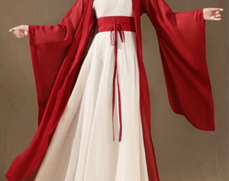神明少女酒红色汉服女古装武侠古风上班穿魏晋...