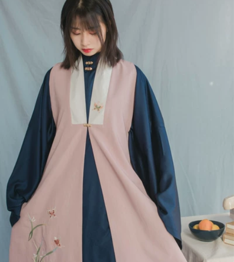 金钗记 绣花长比甲 S 粉色S 胸围放量给...