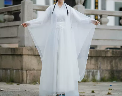 白色改良汉服女古装仙女古筝演出服超仙气古风...