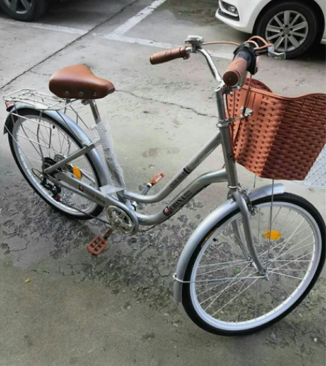 26寸变速自行车银色单车成人男女旗舰款顶配...