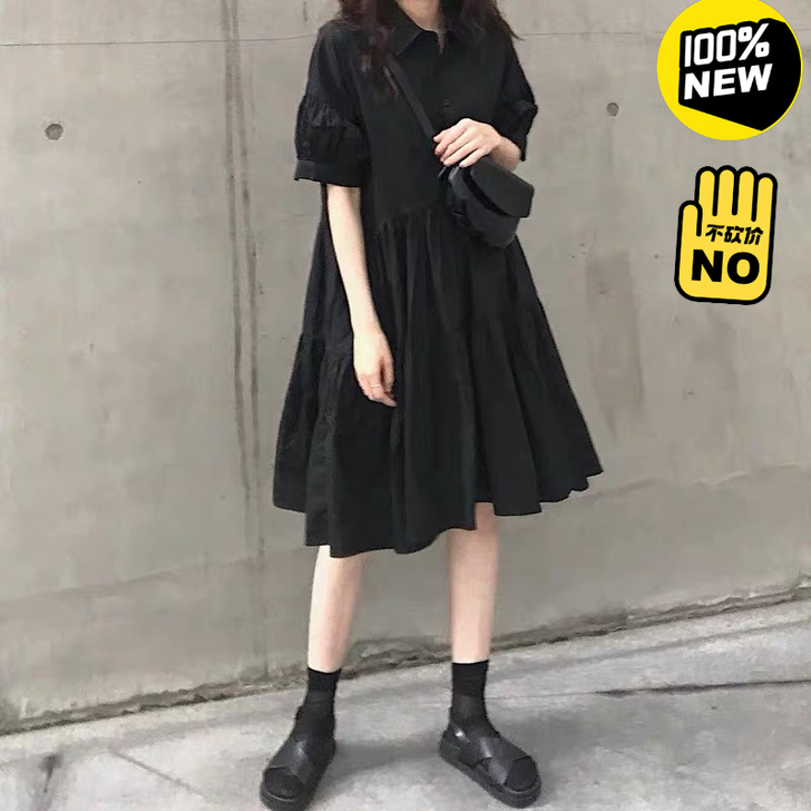 赫本风气质小黑裙茶歇法式桔梗初恋连衣裙子夏...