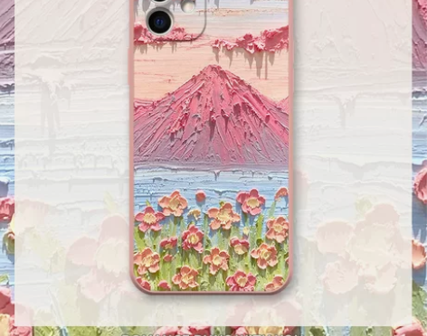 清新油画适用于苹果14plus手机壳13
