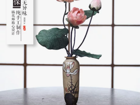 荷花仿真花高档装饰假荷叶供佛禅意莲花手工花...