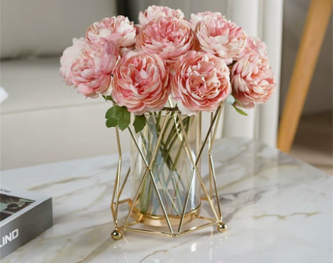 创意水培玻璃花瓶假干花插花轻奢摆件客厅餐桌...