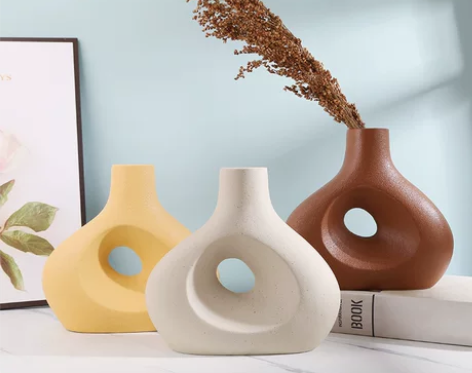 北欧简约磨砂创意陶瓷花瓶复古田园风民宿样板...