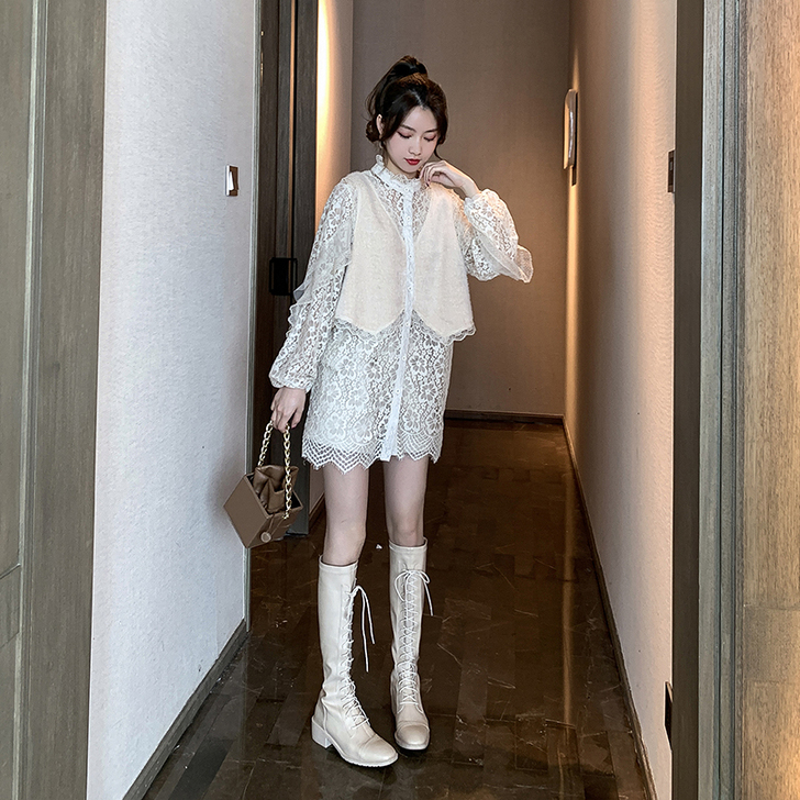 拼接蕾丝衬衫女春装2020年新款韩版流行长...