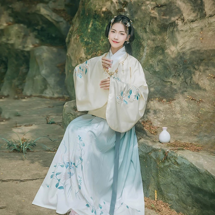汉尚华莲传统汉服女装花间酒交领袄裙单层绣花...