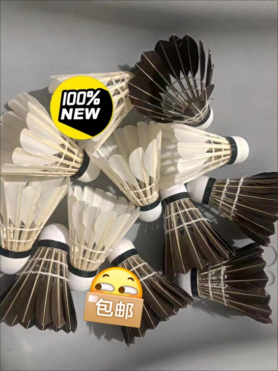 全新羽毛球，12只装，黑羽白羽各6只
