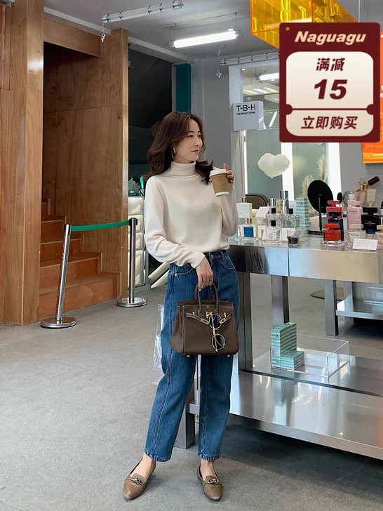 南瓜谷加绒牛仔裤
