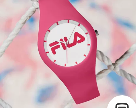 FILA/斐乐正品潮牌果冻玫红硅胶石英表运...