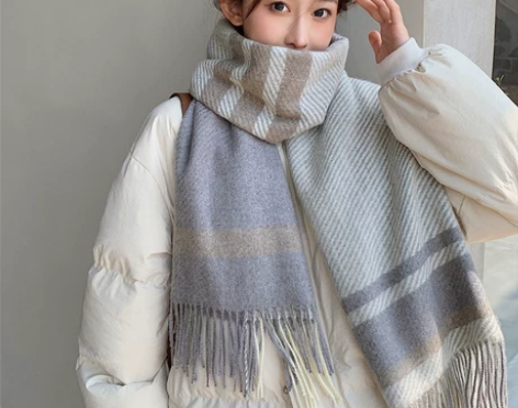气质款高级感2022新格子围巾女冬季韩版百...