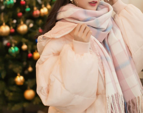 秋冬女士围巾女冬季韩版长款学生格子大披肩加...