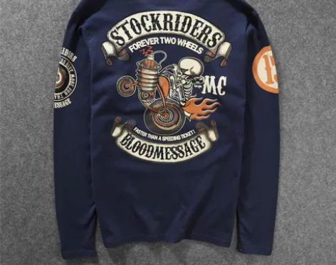 新款男士原宿骷髅涂鸦印花体恤青少年秋季上衣...