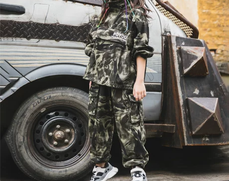 【狂欢价】儿童迷彩军训服套装女童街舞运动会...