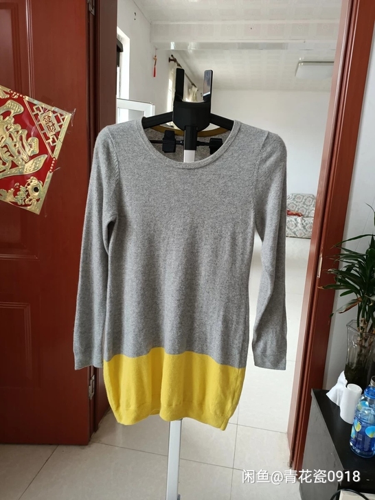 100%山羊绒女士中长款羊绒衫 几乎全新，...