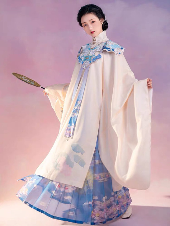 重回汉唐下裙莫奈睡莲正品原创明制汉服女印花...