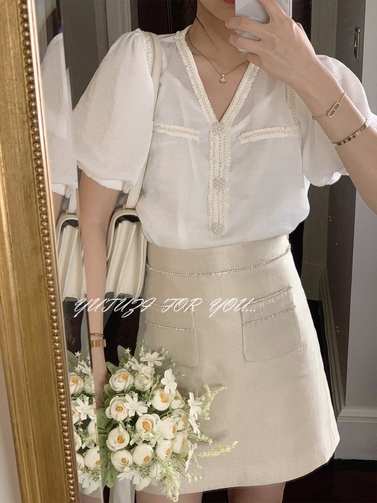 蕾丝雪纺衫整套