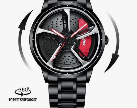 奥迪rs7刀锋轮毂手表抖音款轮毂腕表镂空立...