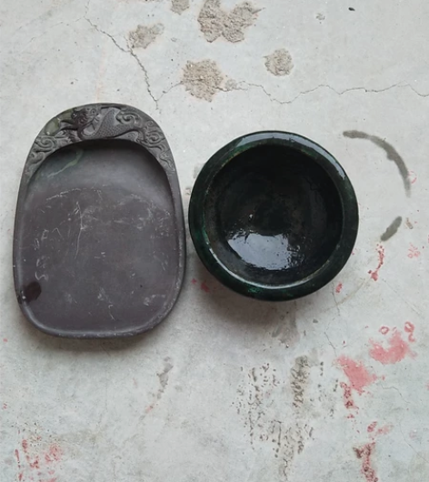 清代绿釉墨碗+一个新墨砚特价出168元包邮...