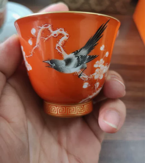 翊风堂 景德镇高端窑口 矾红底 扒花留白 ...