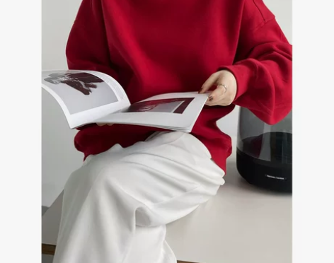 红色卫衣女款小个子韩版女士圆领秋冬加绒加厚...