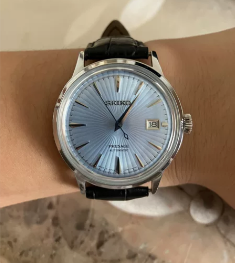 精工seiko手表，淡蓝色盘面非常漂亮，4...