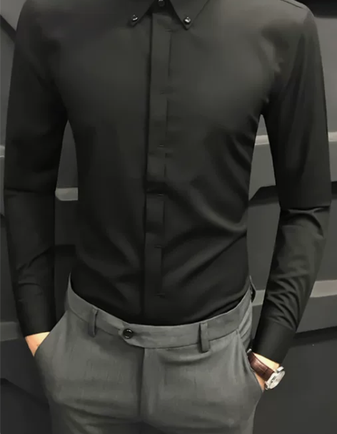 加绒男士衬衫男长袖韩版男款高级感商务202...