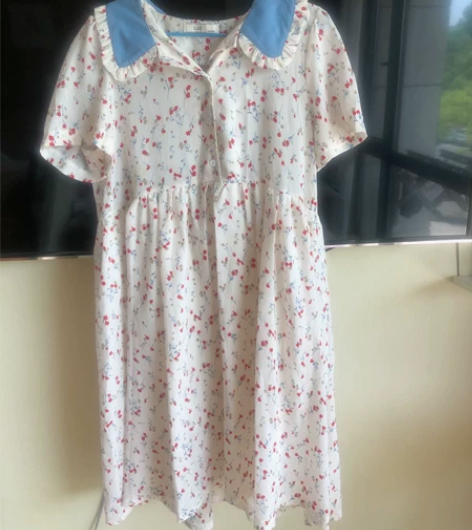 碎花娃娃领连衣裙小清新甜美夏季公主裙学生裙...