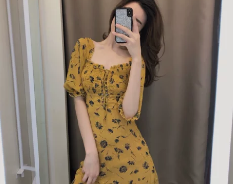 ?厌世风连衣裙复古egg裙法式过膝超仙显瘦...