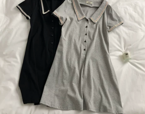 减龄活泼~显高显腿长高腰韩版海军风大翻领A...